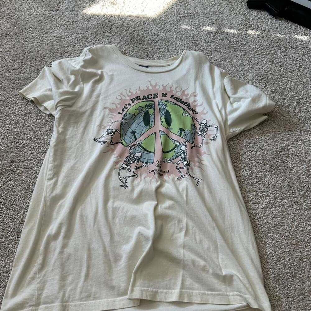PacSun Men's Cream and White T-shirt